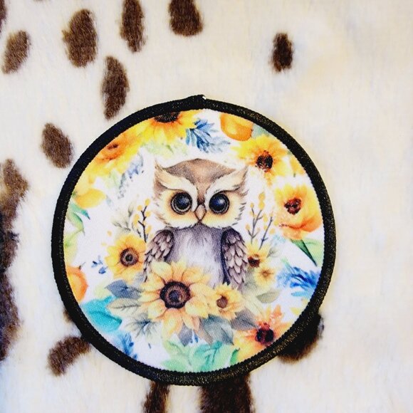 Owl Floral DYI Fabric Hat Patch Glue Iron On Sew Custom Hat Patch - Picture 6 of 6